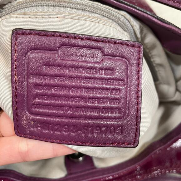 Coach Madison Maggie Hobo Handbag Y2K Style Plum Purple Patent Leather Shoulder - Picture 9 of 9